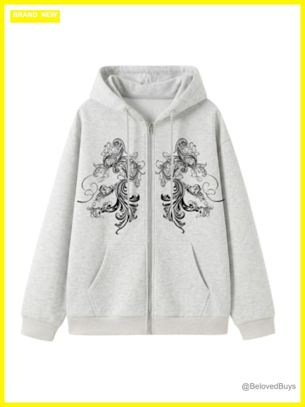 Goth Zip Up Hoodie Womens Graphic Grunge Oversized Y2k Punk Streetwear
